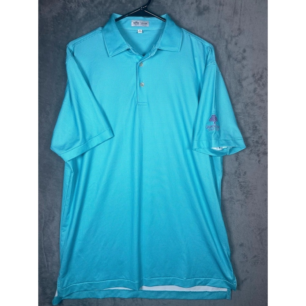Peter Millar Grande Oaks Golf Florida‎ Men's Polo Shirt Teal Purple Size Medium